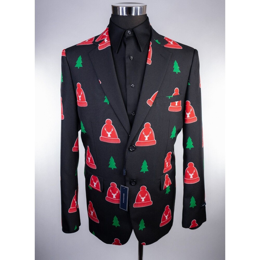 BRAVEMAN Ugly Christmas Blazer Suit 2pc 42R Pants W36xUnhemmed NWT - Picture 2 of 16